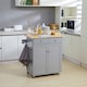 image 2 of HOMCOM Rolling Kitchen Island, Utility Serving Cart with Rubber Wood Top Grey