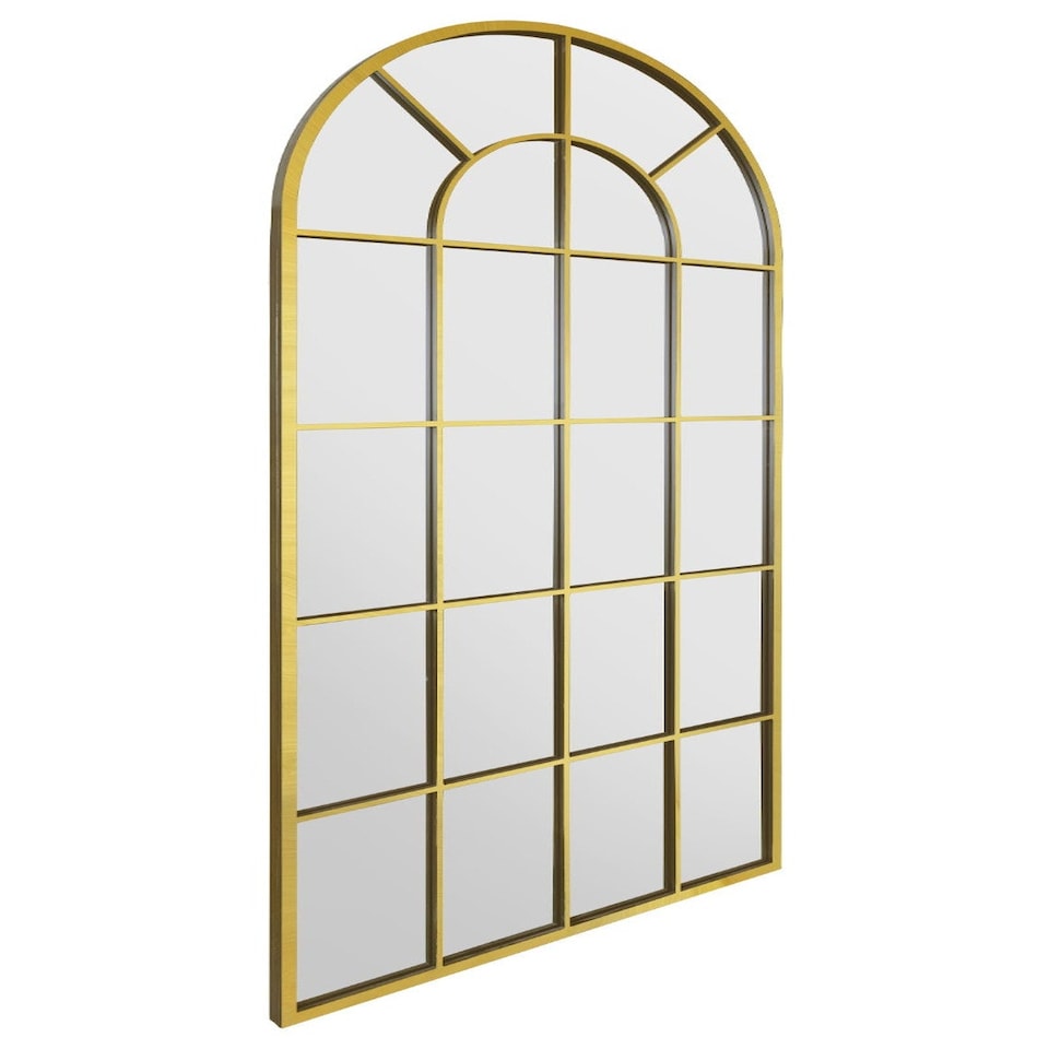 image 1 of The Arcus - Gold Framed Arched Window Garden Mirror 71" X 33.5" (180x85CM) | Gold