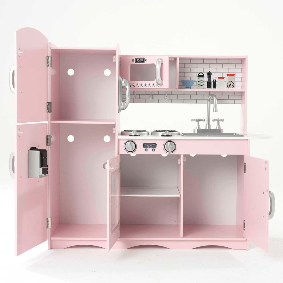 image 1 of Kidoz Signature Wooden Play Kitchen - Role Play Kitchen - Pink | Pink