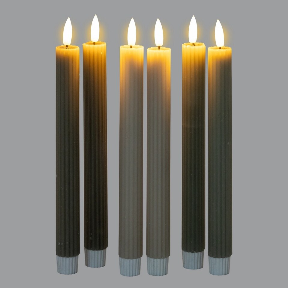 image 1 of Luxe Collection Natural Glow Ribbed Taper Candles - Wax - L2 x W2 x H24 cm - Taupe