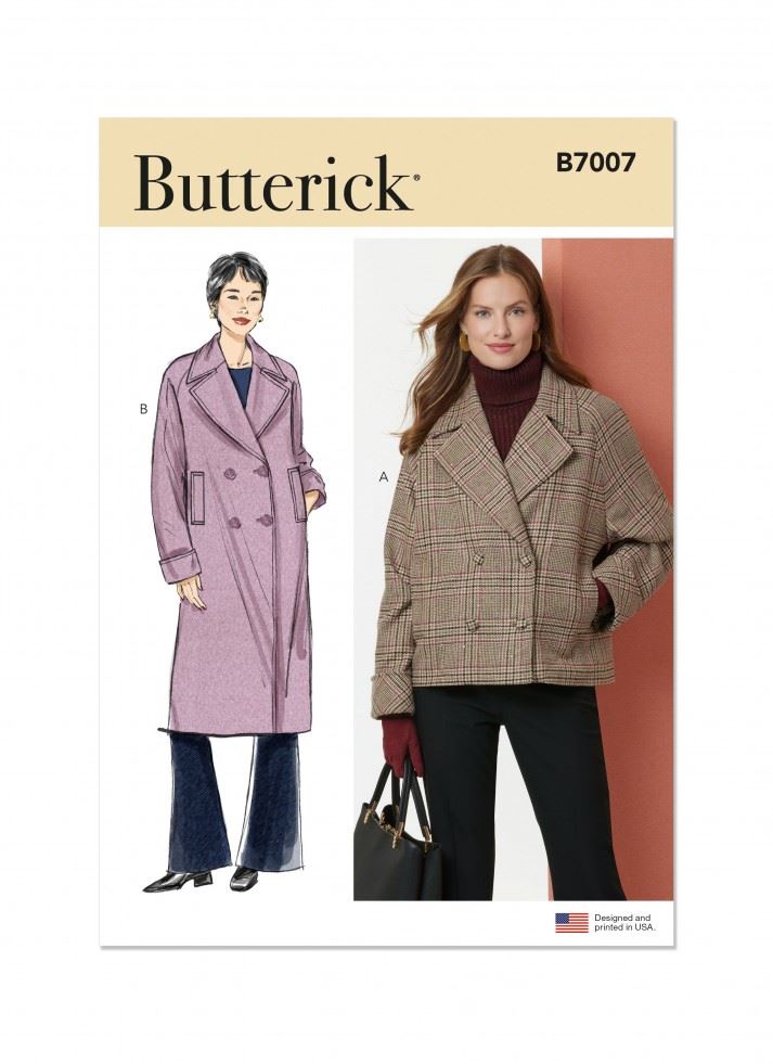Butterick 7007 Paper Sewing Pattern â Womenâs Jackets & Coats, Size K5 (8â10â12â14â16), Intermediate