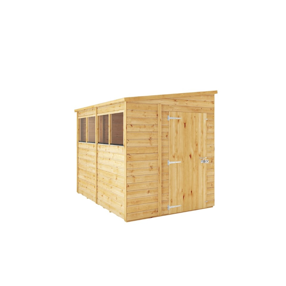 image 1 of 8 x 6 Garden Shed Pent Roof Wooden Shiplap Storage Shed Brown