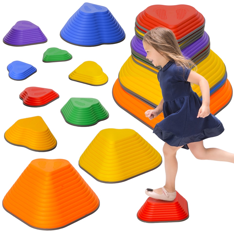 image 1 of AIYAPLAY 11-Piece Kids Stepping Stones, Non-Slip Stackable Balance Stones