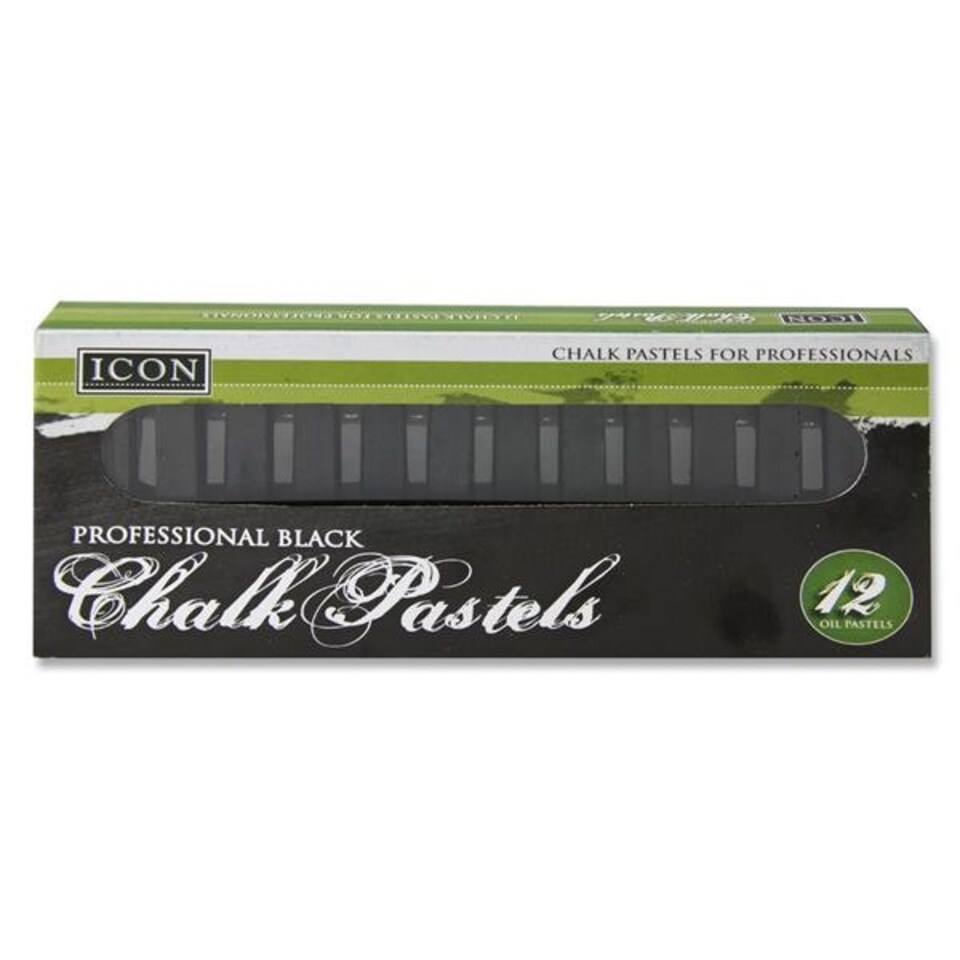 Box of 12 Black Chalk Pastels by Icon Art