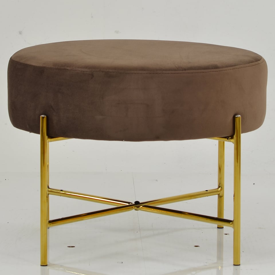 image 1 of Lakeland Furniture Avon Mocha Brown Velvet Gold Leg 1 Foot Stool