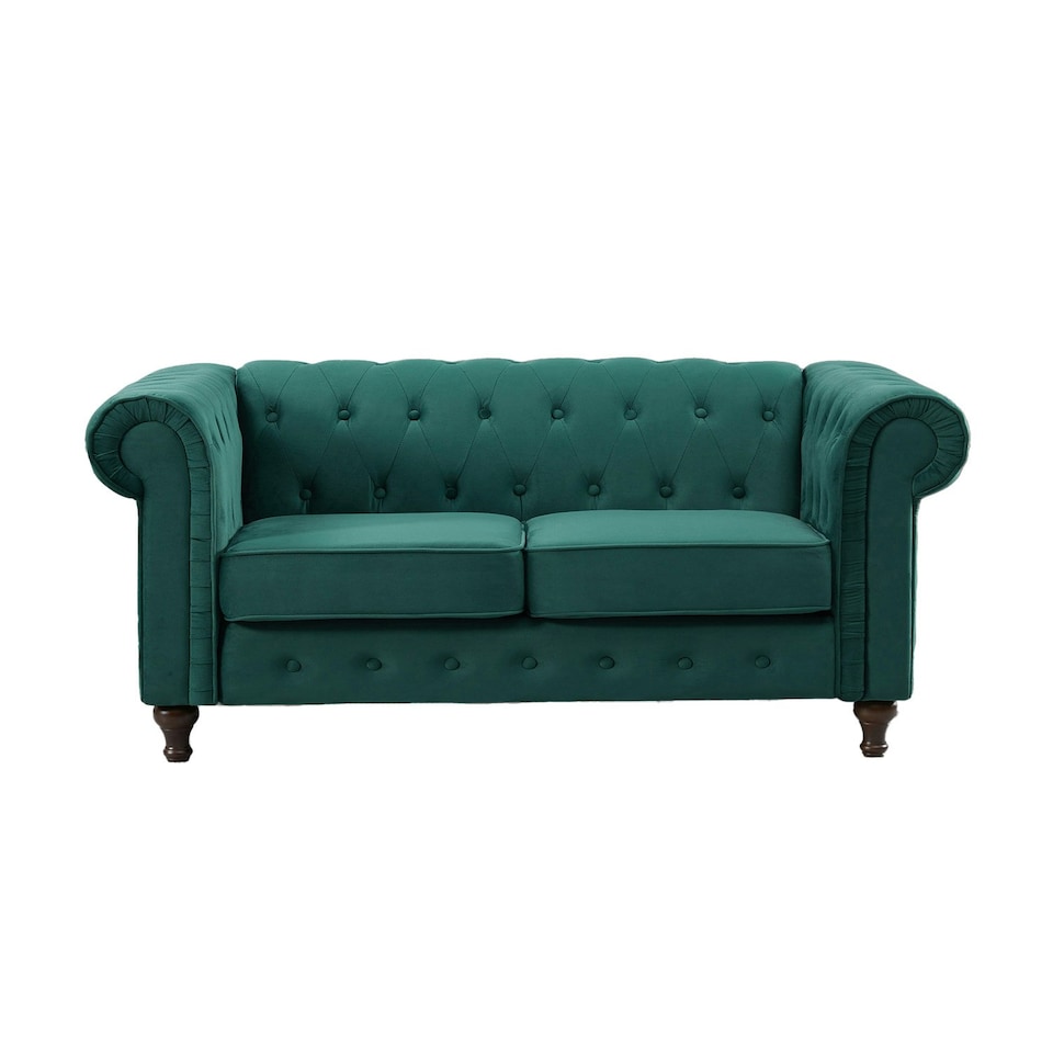 image 1 of Pelham 2 Seat Velvet Sofa - Green