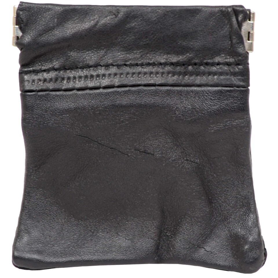 image 1 of Lorenz Real Leather Snap Closure Money Purse Wallet Pouch | Black | Black