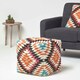 image 2 of Homescapes Manila Orange and Pink Kilim Footstool Handwoven Beanbag Pouffe - 43 x 43 cm