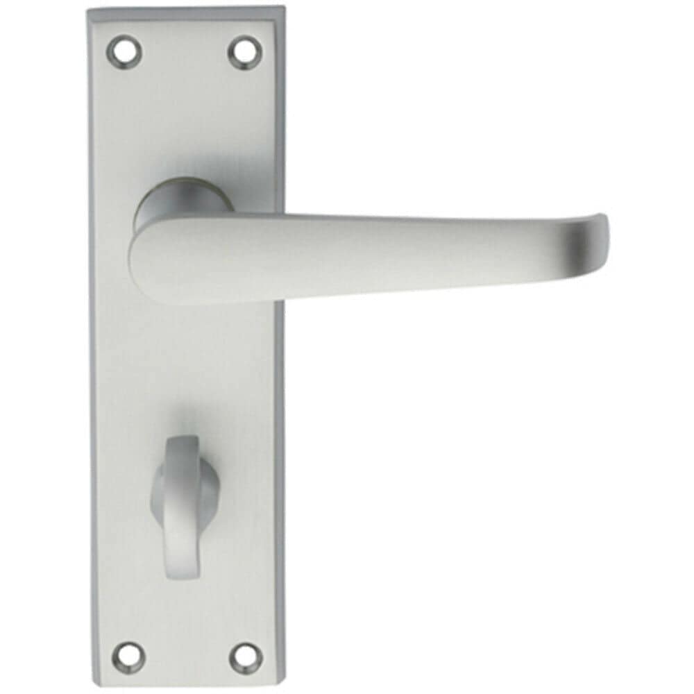 Loops PAIR Straight Victorian Handle on Bathroom Backplate 150 x 43mm Satin Chrome