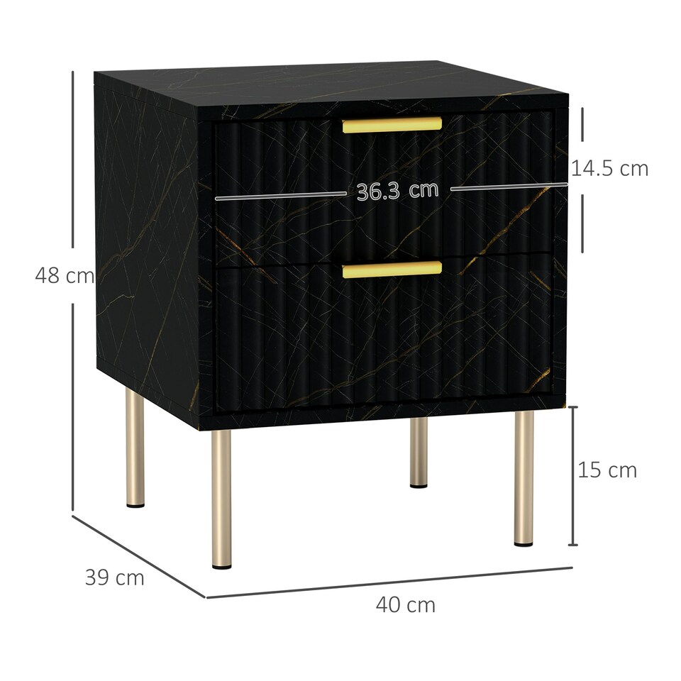 image 1 of HOMCOM Bedside Table Bedside Cabinet with 2 Drawers for Bedroom Black