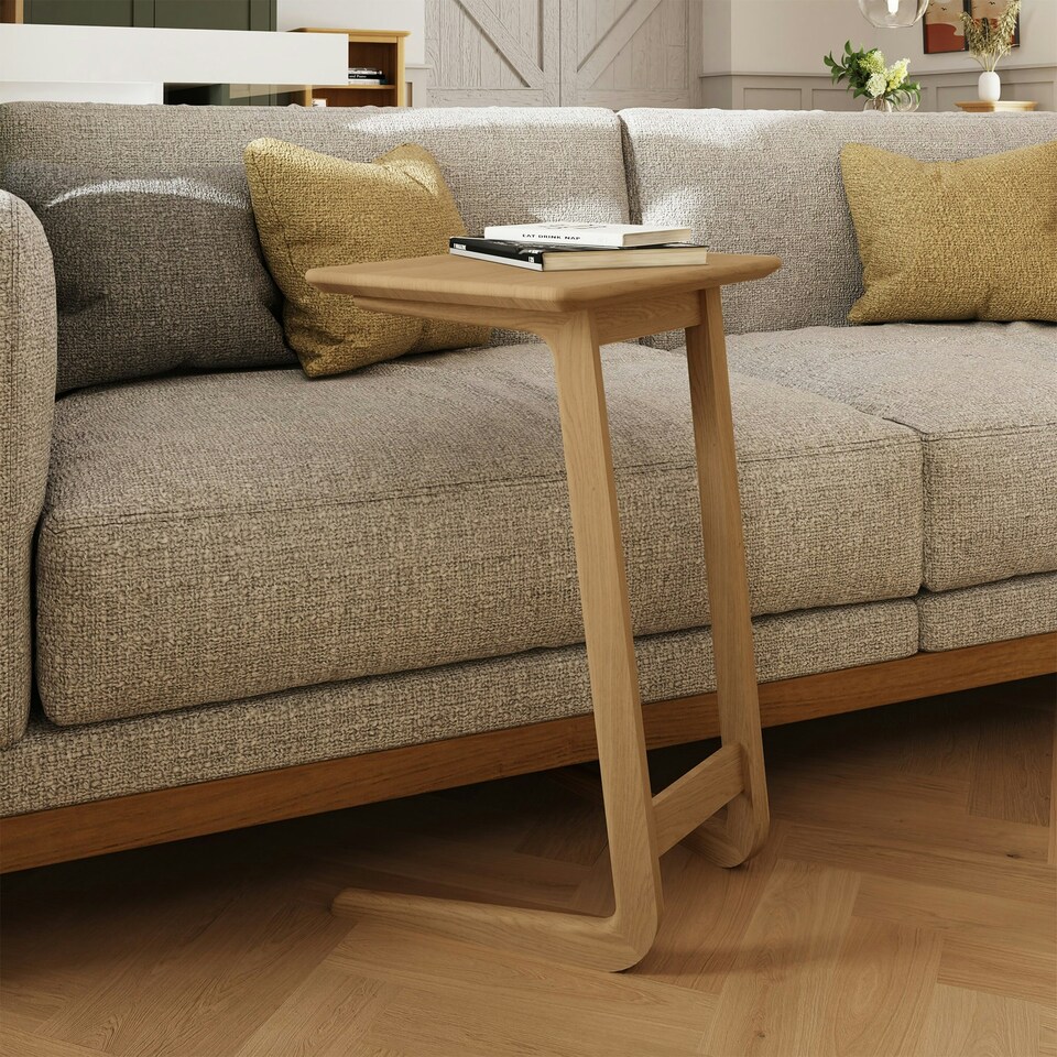 image 1 of Newark Ash Angled Sofa Tablet Table Brown