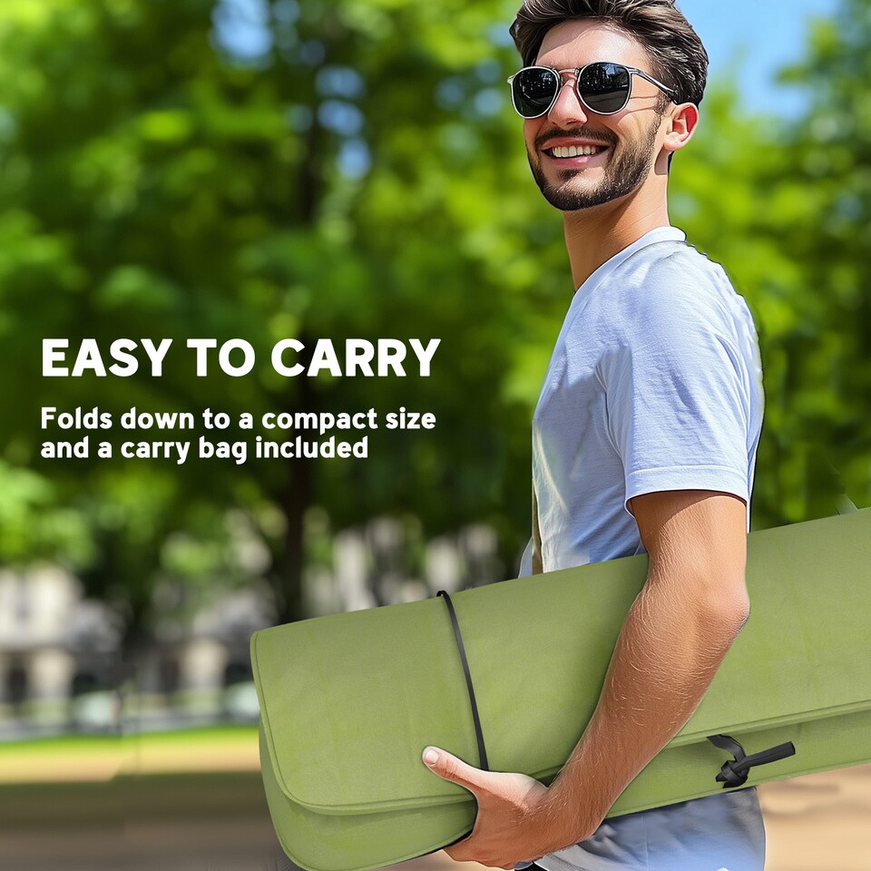 image 1 of Outsunny Portable Camping Chair for Adults, High Back Folding Chair with Padded Seat and Carry Bag, Outdoor Recliner for Hiking, Fishing, Beach and Picnic, Green
