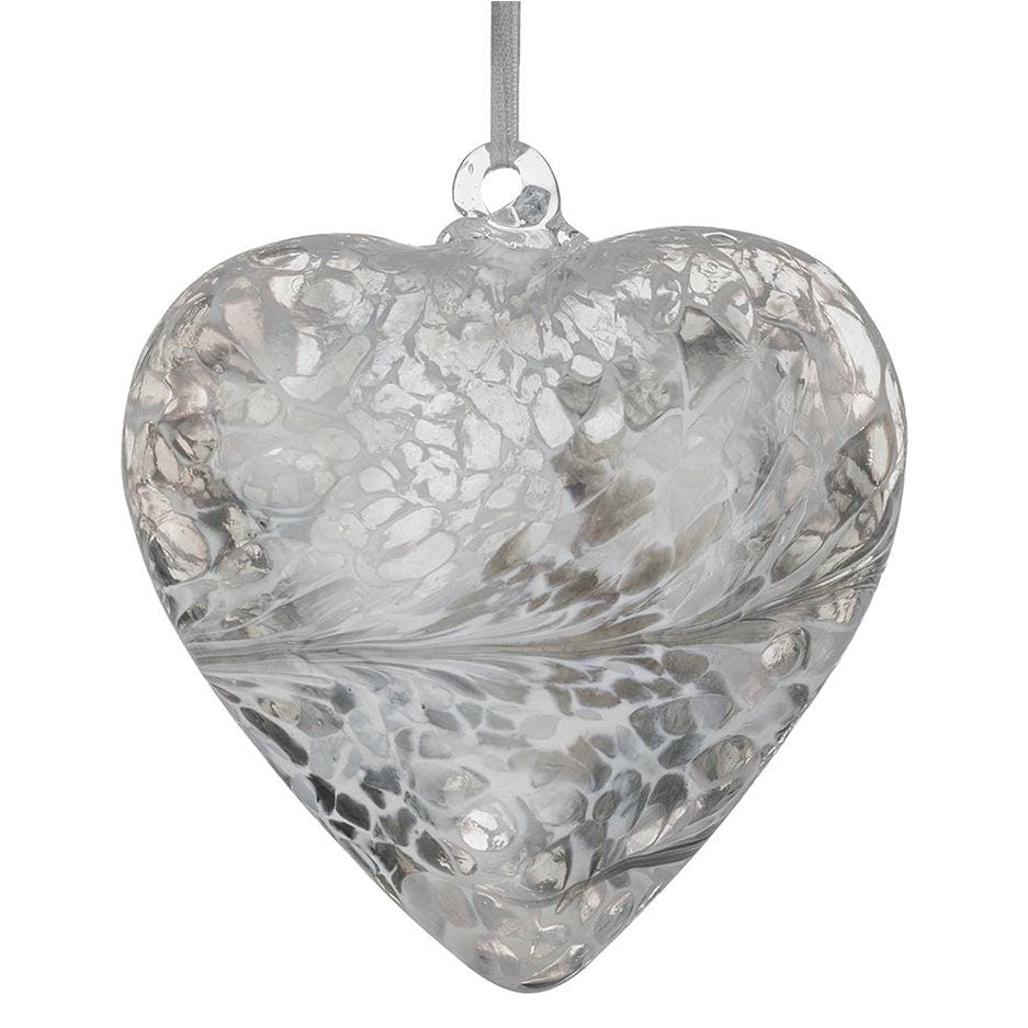 Sienna Glass 8cm Friendship Heart Pastel Silver