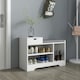 image 8 of HOMCOM Upholstered Entryway Shoe Bench with Storage Drawer Open Shelf White