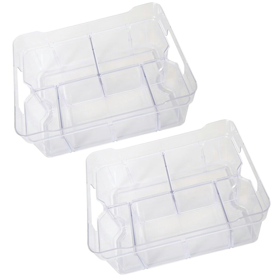 image 1 of 1 x Small (25.5cm x 18.5cm x 9cm) Adjustable Plastic Modular Storage Compartment Organiser Great For Crafts, Makeup & Food | Clear