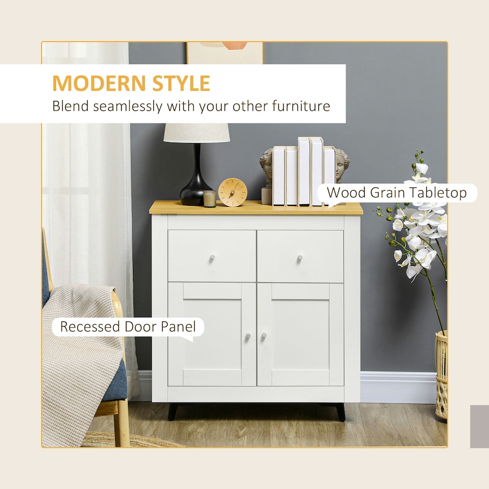 image 1 of HOMCOM Sideboard Storage Cabinet Freestanding Kitchen Cupboard with Drawers