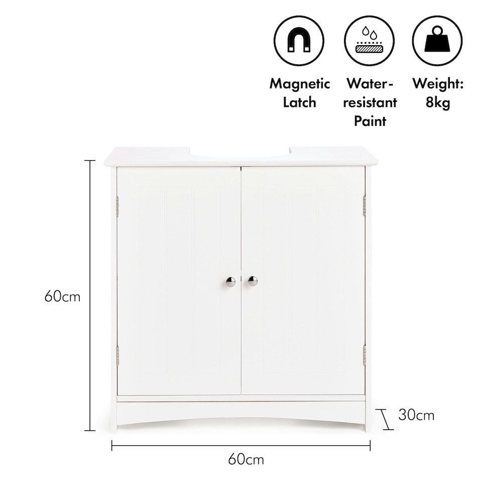 image 1 of VonHaus Holbrook White Under Sink Bathroom Cabinet