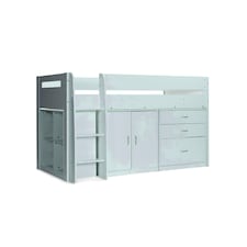 Lacy White Storage Mid Sleeper And Noah Memory Foam Mattresses