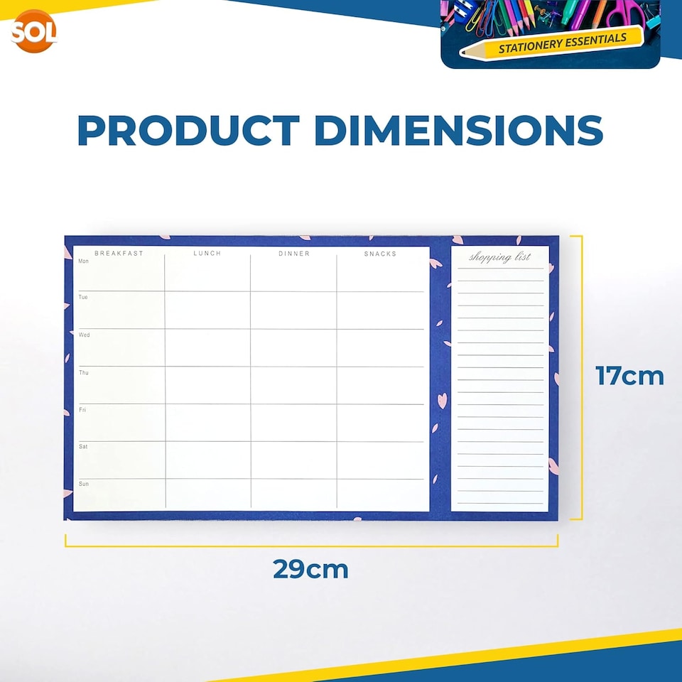 image 1 of Weekly Magnetic Meal Planner & Shopping List – 52 Sheet Fridge Organiser Pad for Meal Prep, Grocery Planning & Easy Attachment