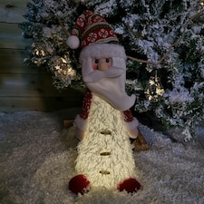 46cm Battery Operated LED Standing White Santa Christmas Decoration