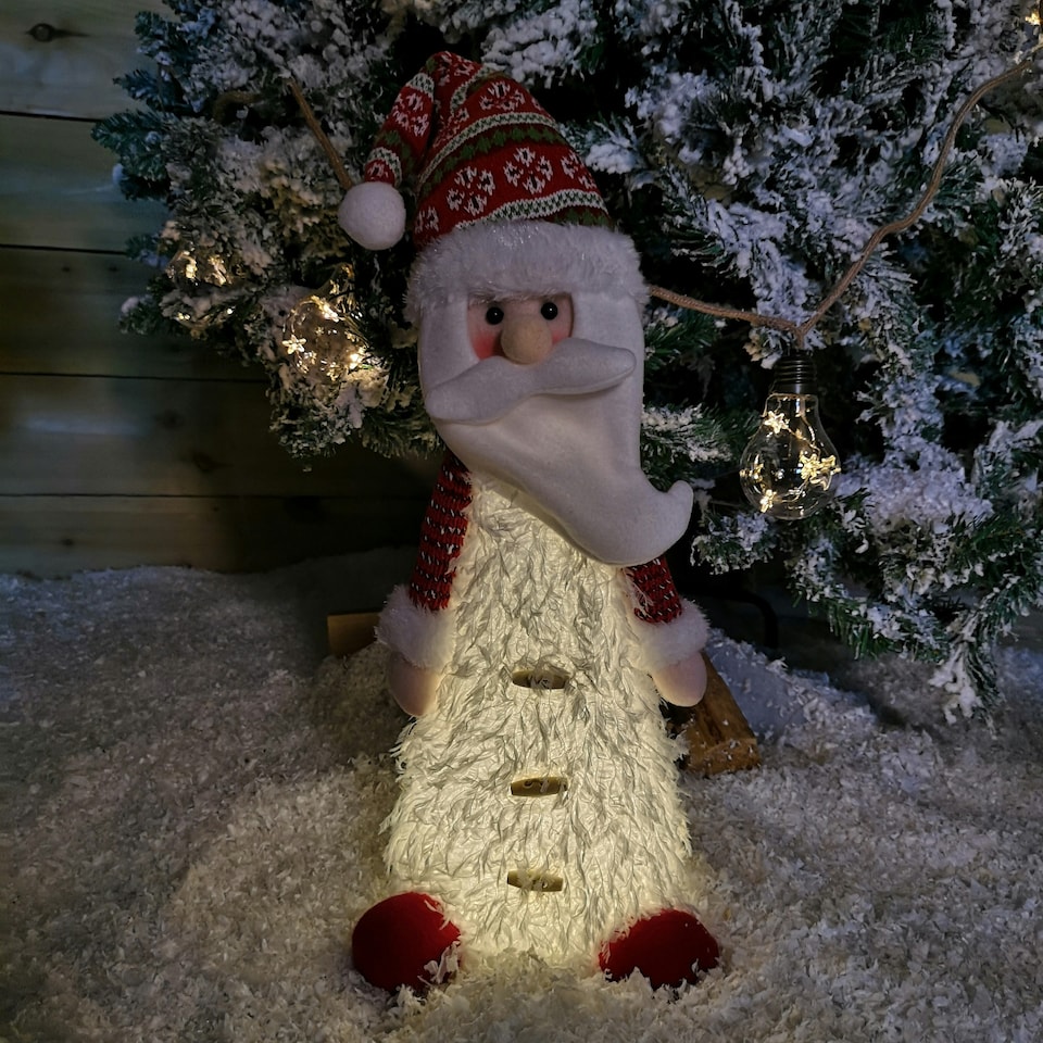 image 1 of 46cm Battery Operated LED Standing White Santa Christmas Decoration
