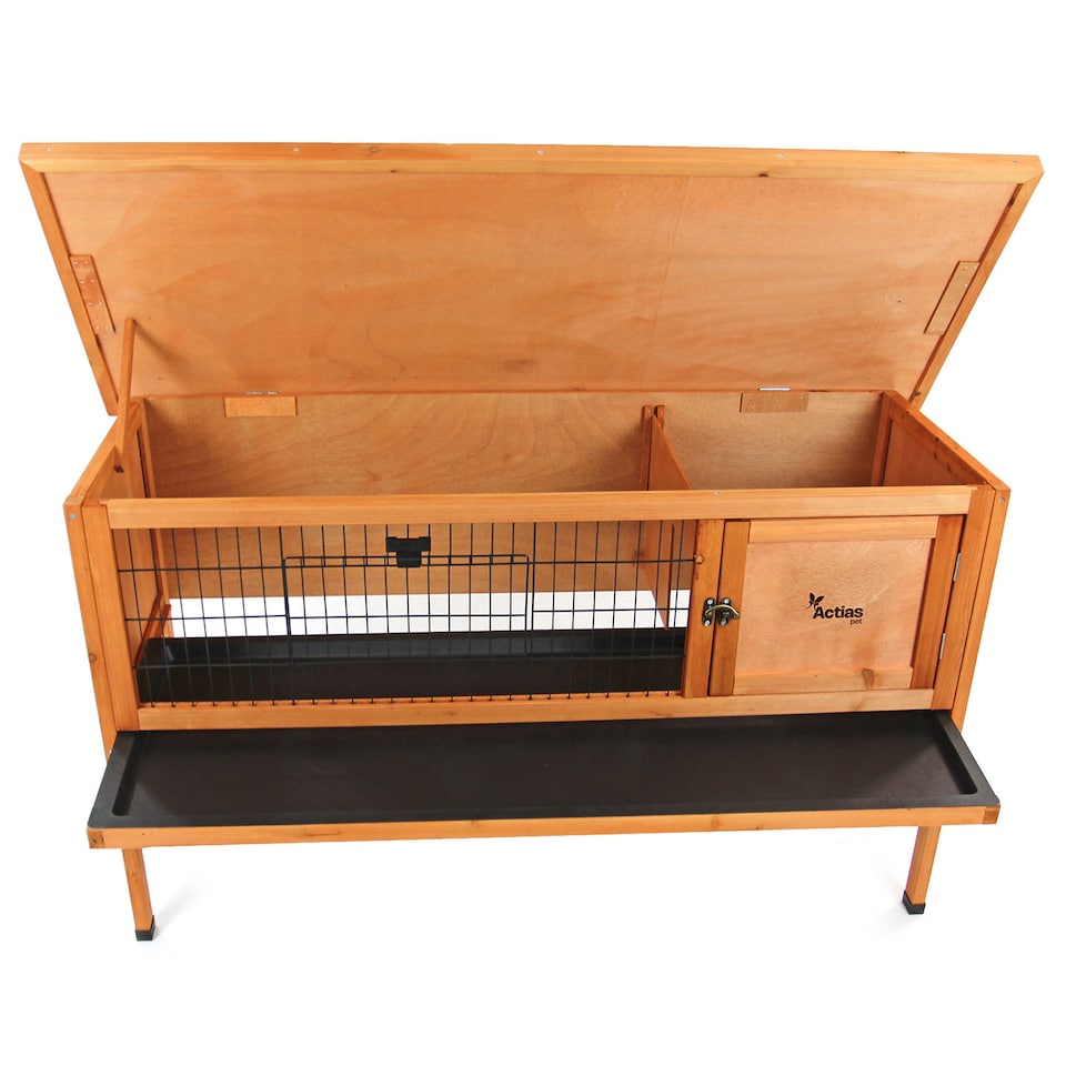 image 1 of Actiaspet 4ft Wooden Rabbit Guinea Pig Hutch (Wood, 1 Tier)