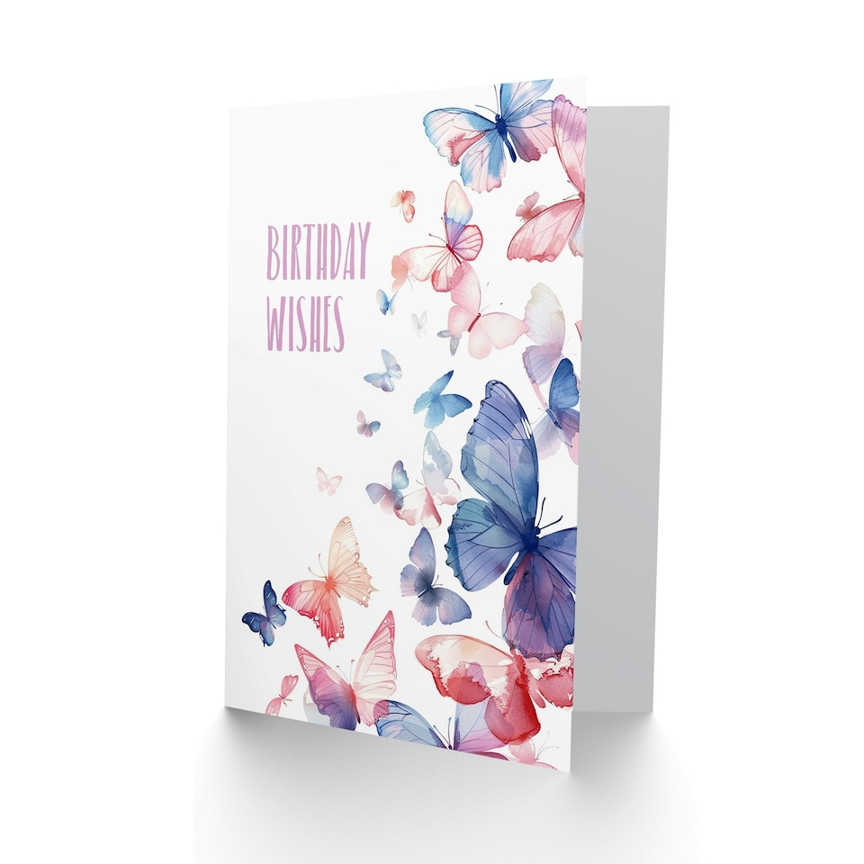 image 1 of Wishes Butterfly Watercolour Bright Design Her Birthday Card
