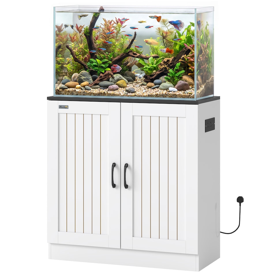 PawHut Fish Tank Stand, 20-29 Gallon Aquarium Stand, 78 x 35 x 80 cm, White