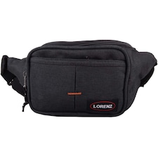 Lorenz Soft Polyester Bum Bag / Waist Bag with Multiple Pockets | Black | Black