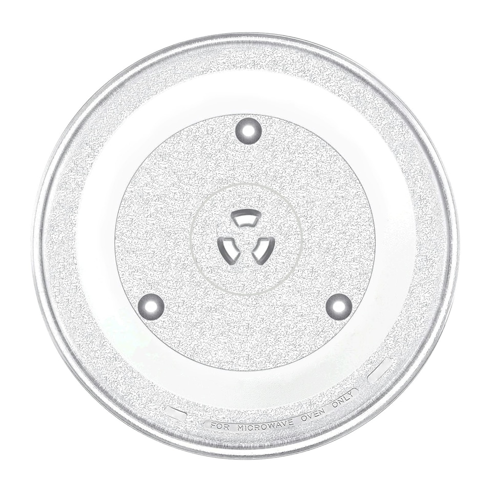 image 1 of SPARES2GO Universal Microwave Turntable Plate 6 Lug Fixing Y Type Glass Dish Tray (12" / 31.5cm / 315mm)