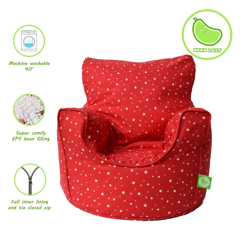 image 1 of Bean Lazy Red Stars Bean Bag Armchair Child Teen Size
