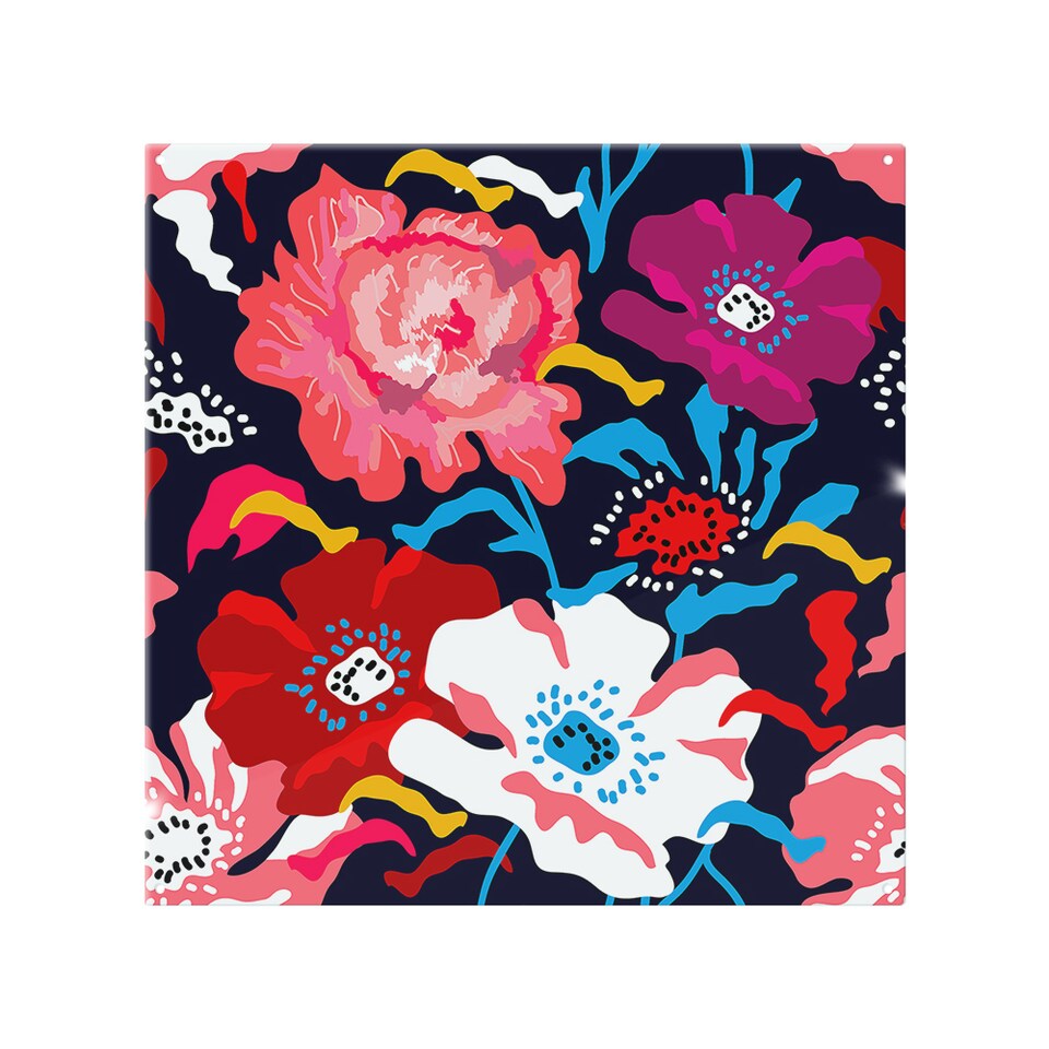 image 1 of Bright Flowers On Dark Splash Back | White