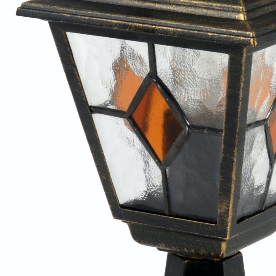 image 1 of Set of 2 Morecambe - Black with Brushed Gold IP44 Post Lights | Black | Clear | 2