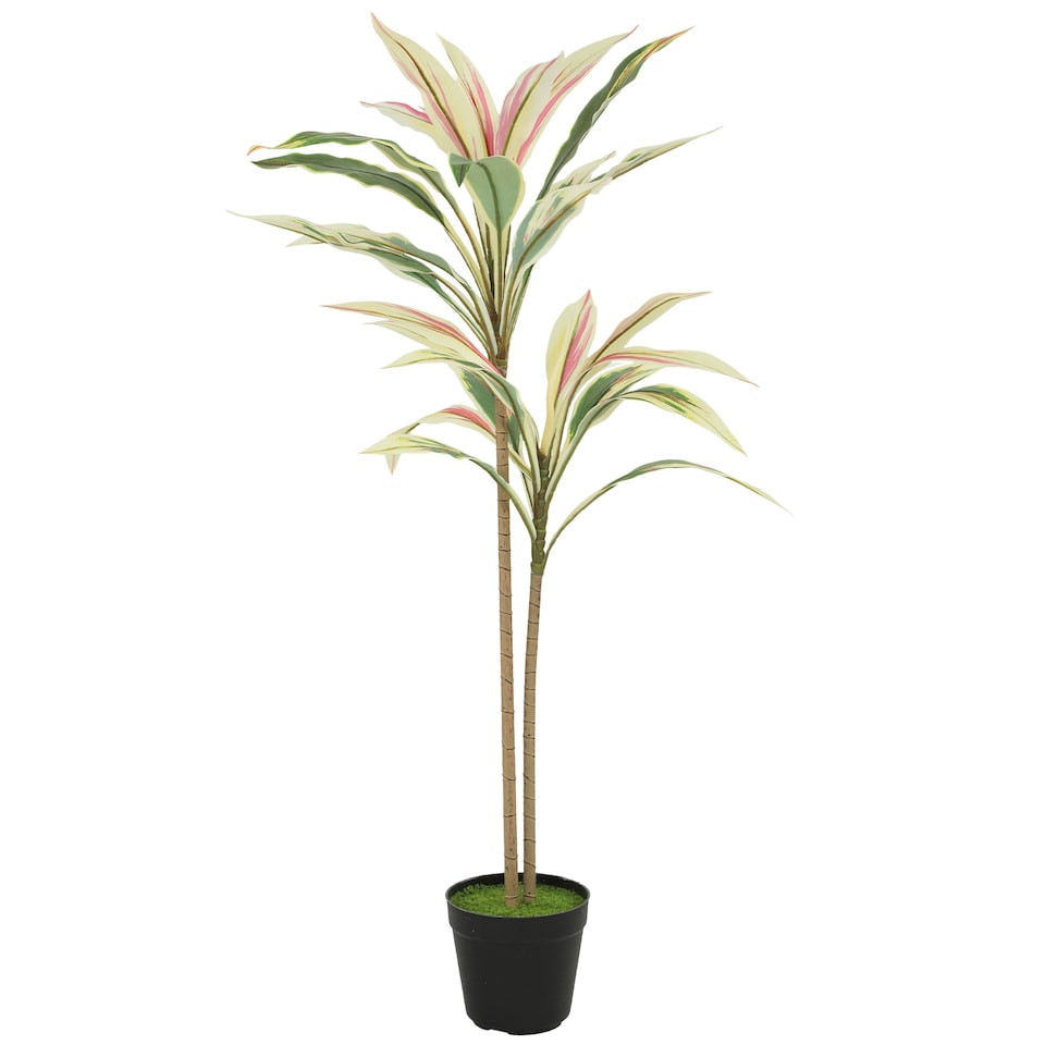 image 1 of HOMCOM 90 cm Artificial Cordyline Tree in Moss Effect Pot, Yellow