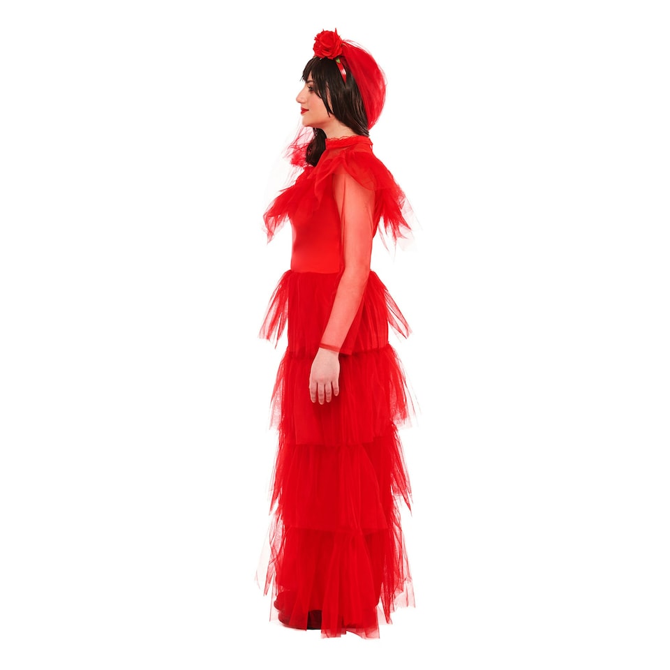 image 1 of Beetlejuice Womens/Ladies Lydia Deetz Wedding Costume Dress - Red - L L