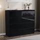 image 6 of Vida Designs Glinton 3 Piece FSC Certified Bedroom Set (2 Drawer Bedside Chest, 8 Drawer Chest, 3 Door 2 Drawer Wardrobe), Black | Black | Black | L | 3