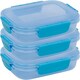 image 1 of Plastic Lunch Box Food Storage Air Tight Rubber Seal Container with Clip Lock 600ml | Blue | 3 Blue | 600 ml | 3