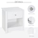 image 4 of HOMCOM Modern Bedside Table, Nightstand with Drawer Shelf, End Table for Living room, Bedroom White