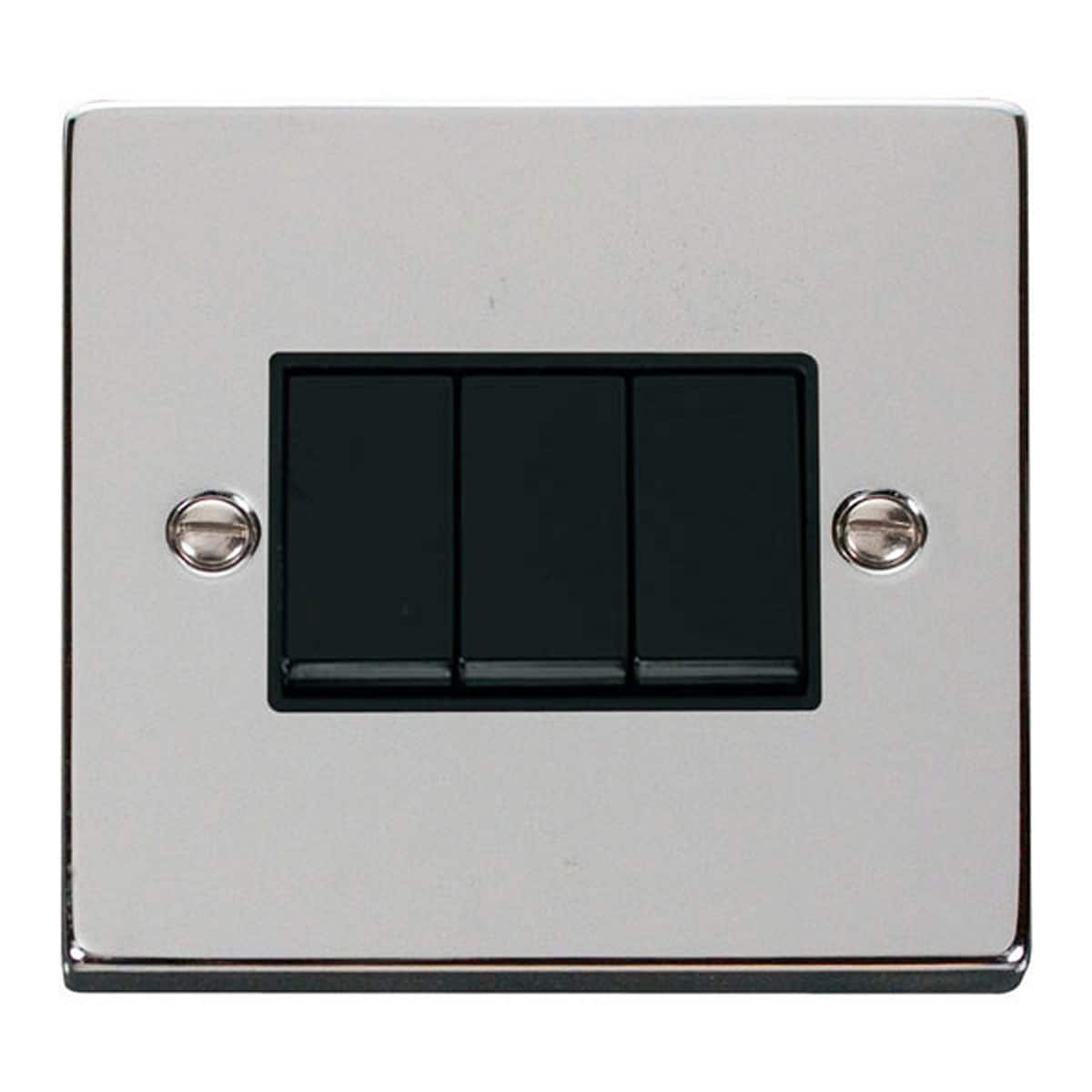 SE HOME Polished Chrome 10A 3 Gang 2 Way Light Switch Chrome Polished Chrome
