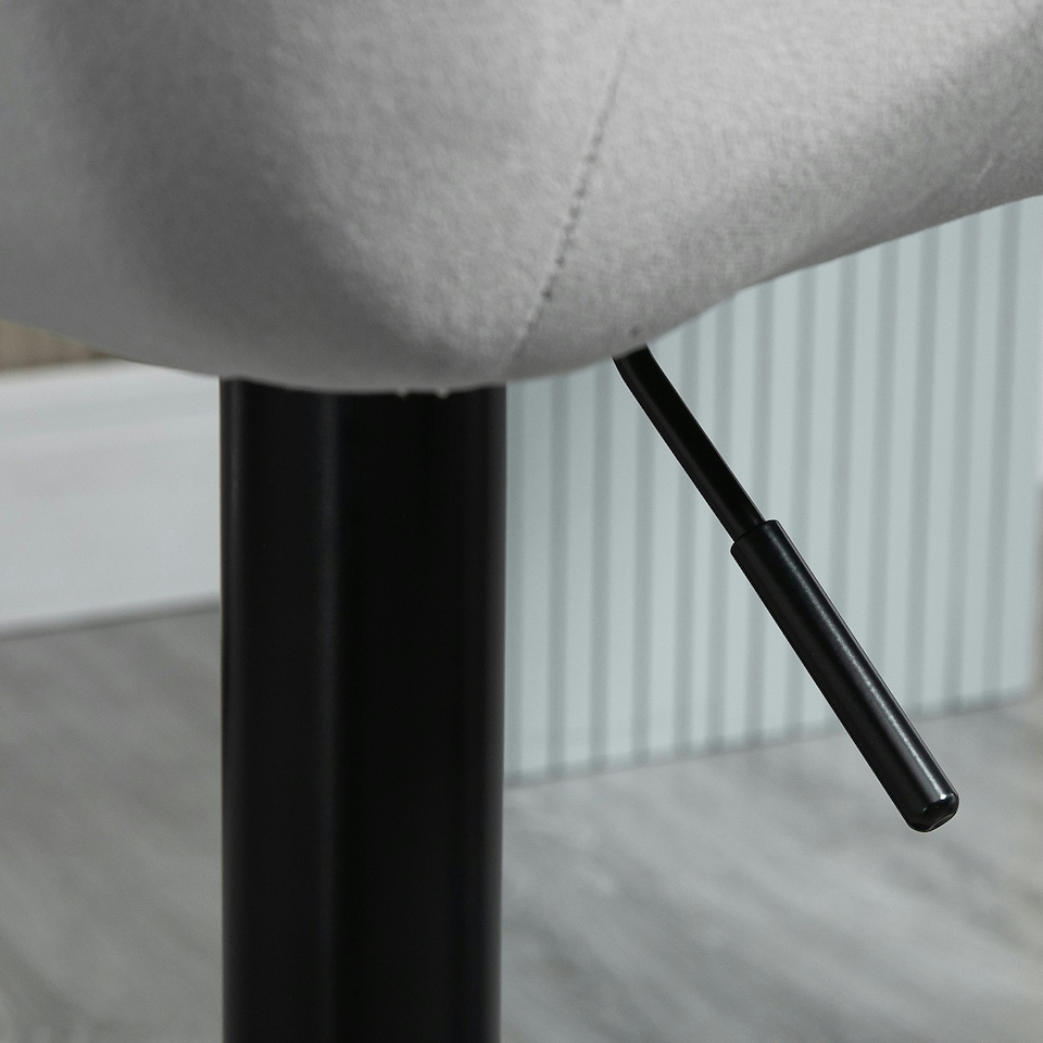 image 1 of HOMCOM Set Of 2 Luxurious Velvet-Touch Bar Stools Metal Frame Footrest Grey