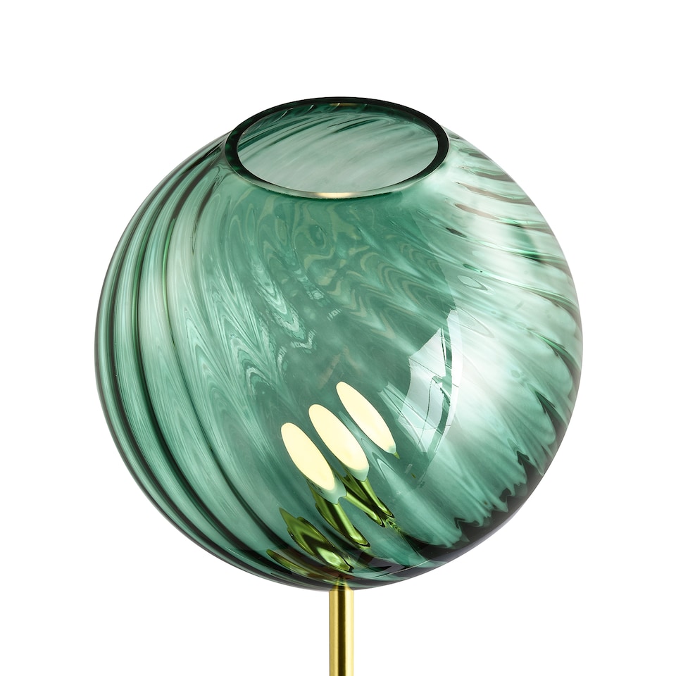 image 1 of Designer Chic Floor Lamp with Brushed Gold Base and Emerald Green Glass Shade | Green