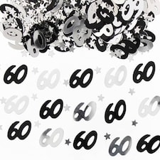 60th Birthday Black and Silver Table Confetti - 14 Grams