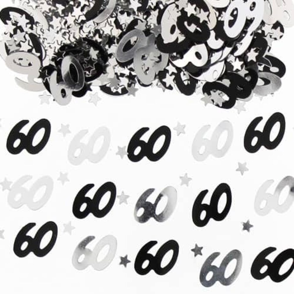 60th Birthday Black and Silver Table Confetti - 14 Grams
