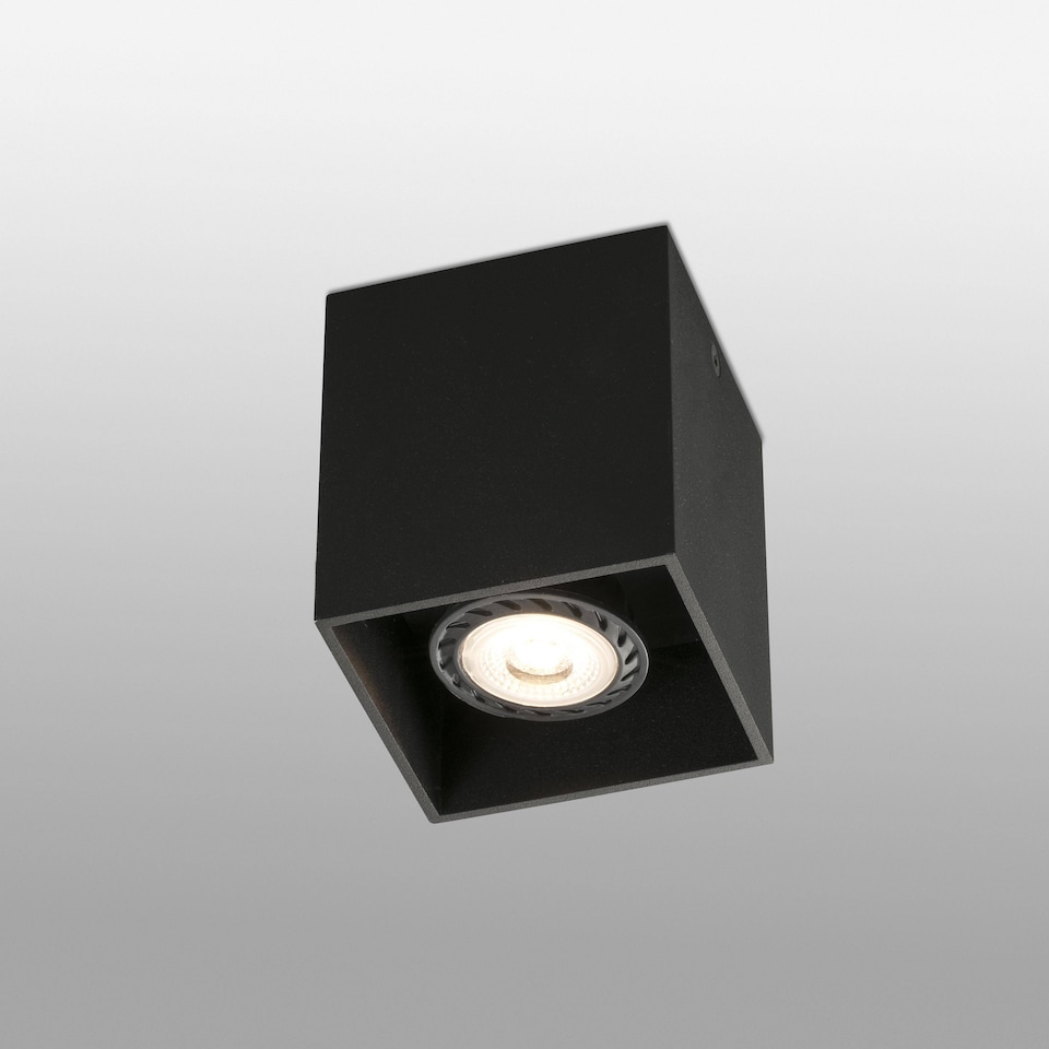 image 1 of Tecto 1 Light Square Surface Mounted Downlight Black, GU10