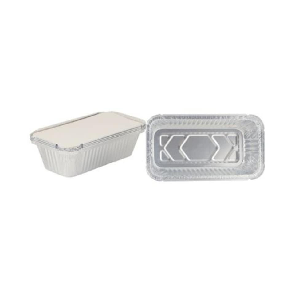 image 1 of Large Foil Food Containers With Lids | Silver | 1 - Silver | 1