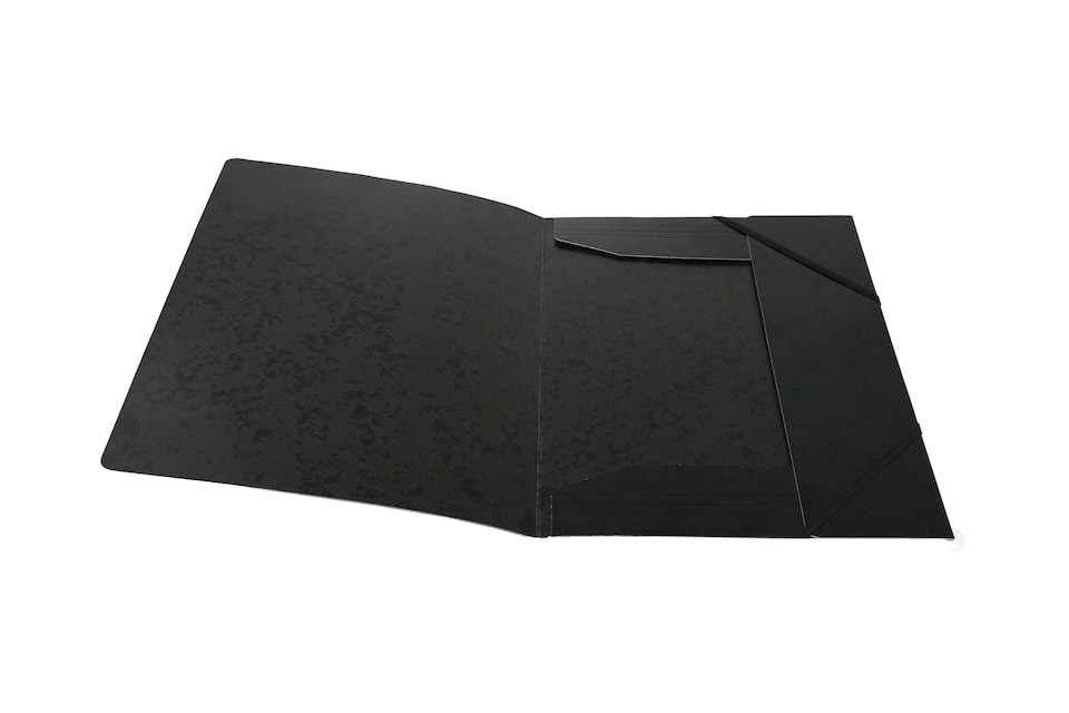 image 1 of Pack of 12 A4 Black Card 3 Flap Folders With Elastic Closure | Black