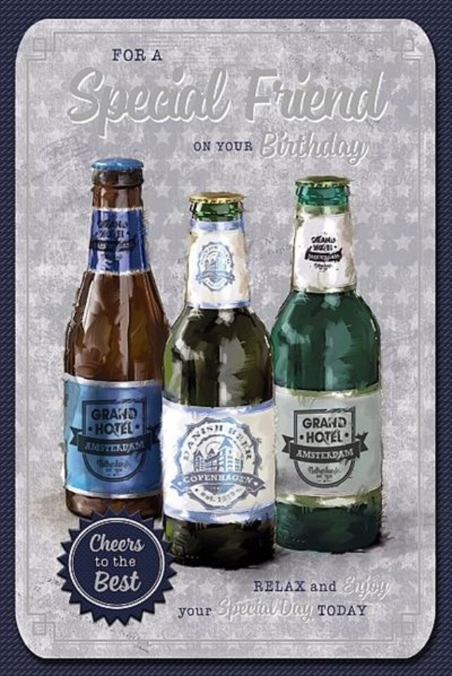 image 1 of Special Friend Birthday Card Beer Bottles