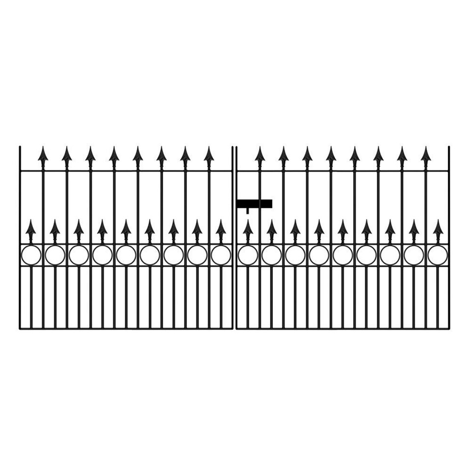 image 1 of Balmoral Premium Spear Top Low Double Driveway Gate - Steel - Fits Gap 2743 mm x 1168 mm High - Electro Galv./Black Powder Coated Black