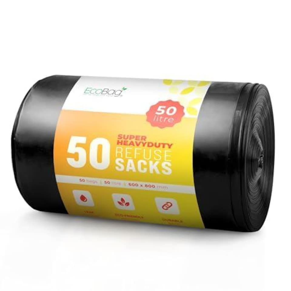 image 1 of Ecobag Super Heavy Duty Refuse Sacks Extra Strong Leak Resistant Bin Bags
