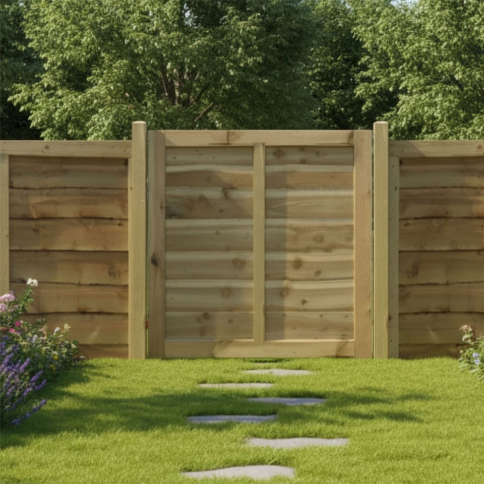 image 1 of Waney Lap Garden Gate 3ft x 3ft Treated Wooden Affordable Pedestrian Side Door